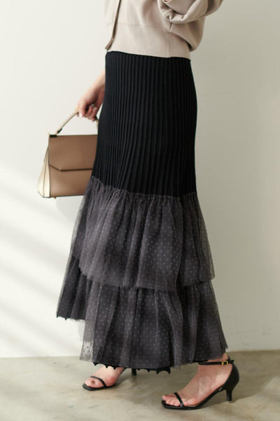 Fashionable Versatile Knit Paneled Skirt