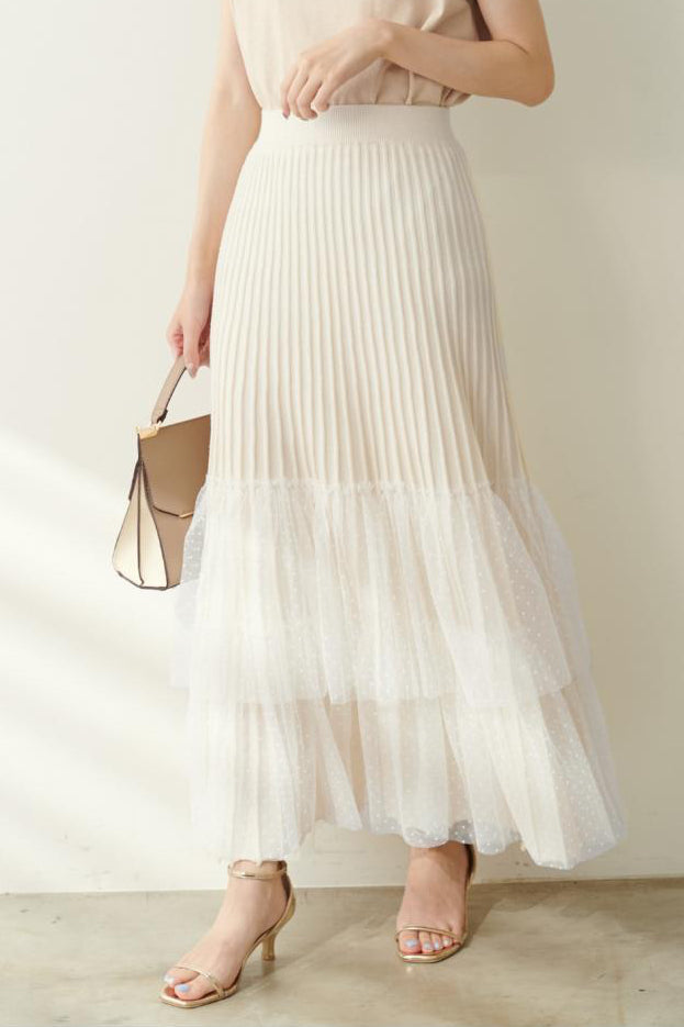 Fashionable Versatile Knit Paneled Skirt