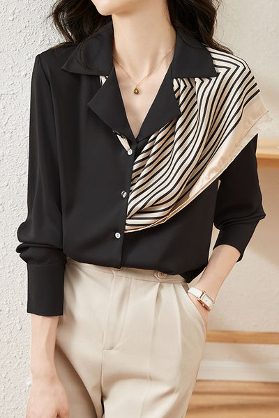Early Autumn Elegant Office Suit Collar Long-Sleeve Shirt
