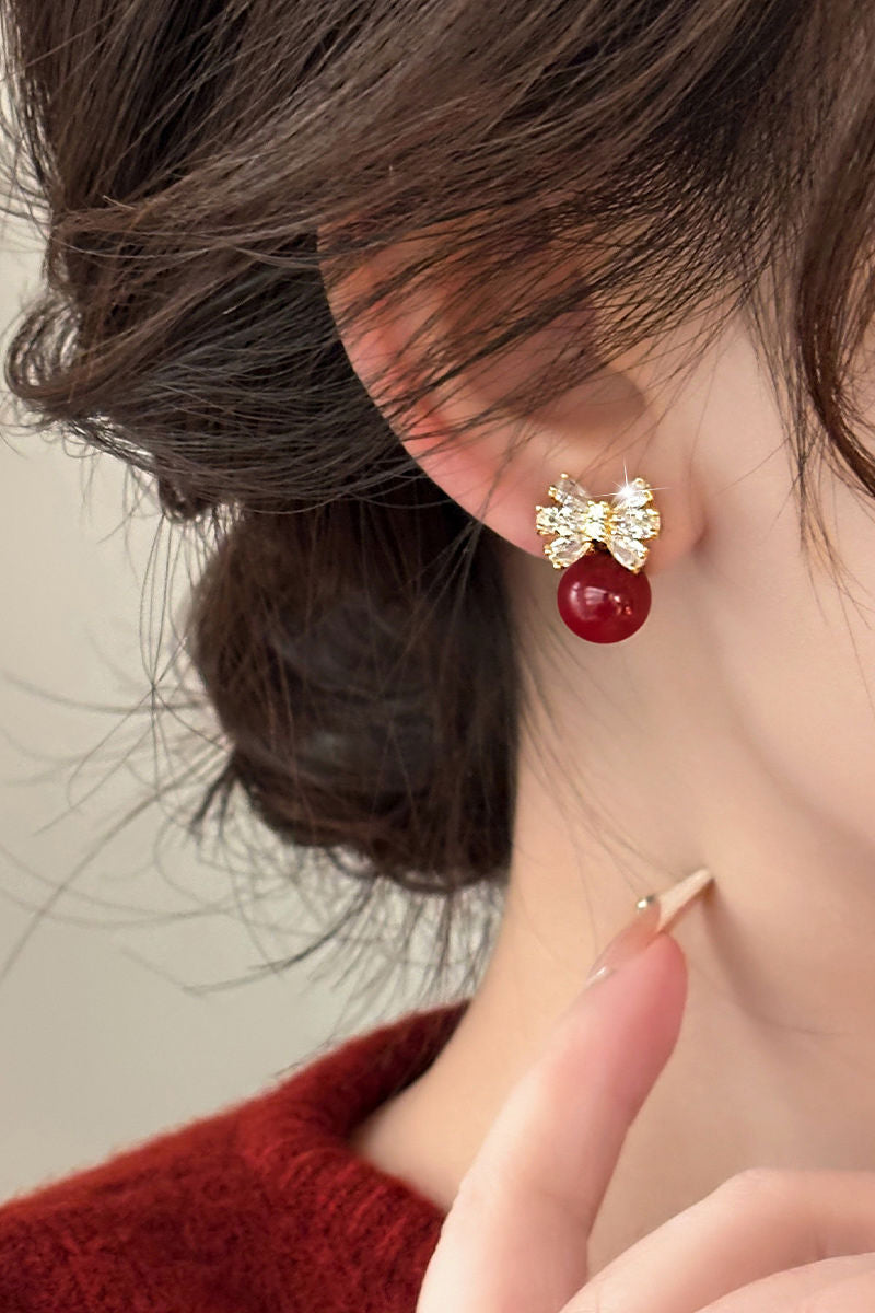 Elegant Bow Pearl Earrings