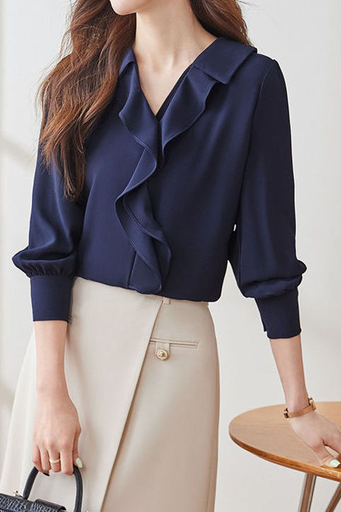 Early Autumn Stylish Office Ruffled Shirt