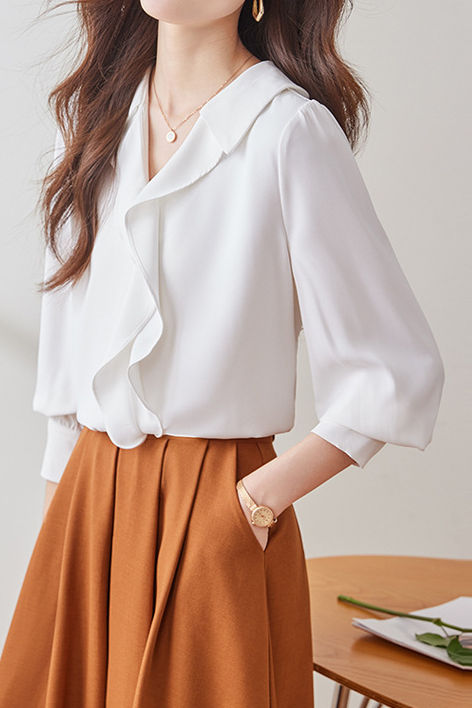 Early Autumn Stylish Office Ruffled Shirt