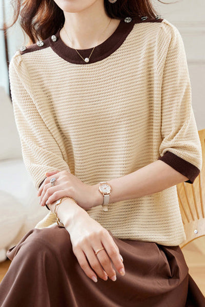 Early Autumn Textural Color-Blocked Knitwear