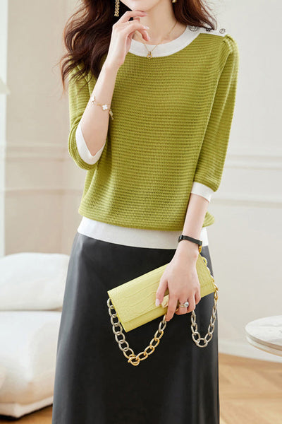 Early Autumn Textural Color-Blocked Knitwear