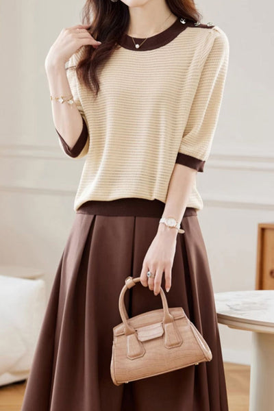 Early Autumn Textural Color-Blocked Knitwear