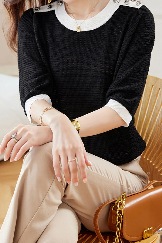 Early Autumn Textural Color-Blocked Knitwear