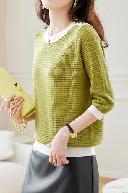 Early Autumn Textural Color-Blocked Knitwear