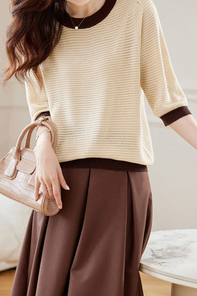 Early Autumn Textural Color-Blocked Knitwear