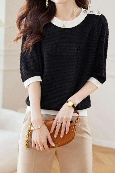 Early Autumn Textural Color-Blocked Knitwear
