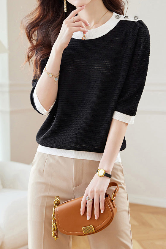 Early Autumn Textural Color-Blocked Knitwear