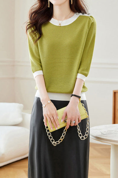Early Autumn Textural Color-Blocked Knitwear