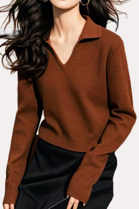 Early Autumn Simple V-Neck Knitwear