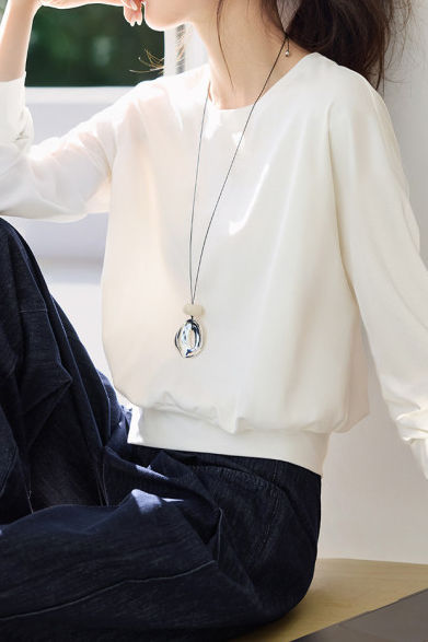 Casual Versatile Round Neck Long-Sleeve T-Shirt