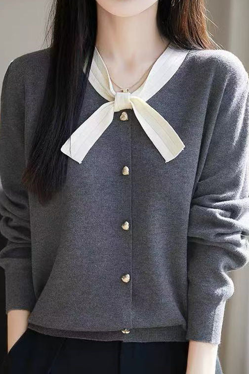Fashionable Bow Knit Cardigan