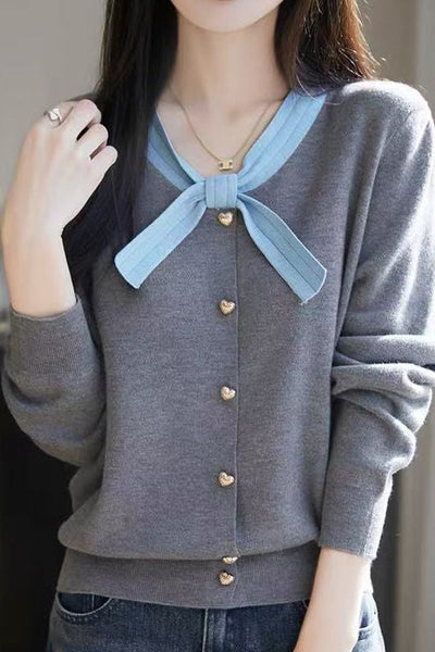 Fashionable Bow Knit Cardigan