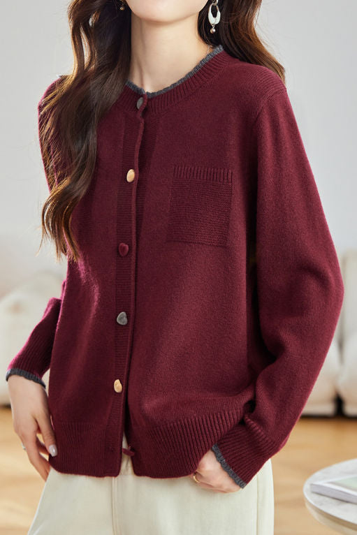 Minimalist Stylish Color-Block Knit Cardigan