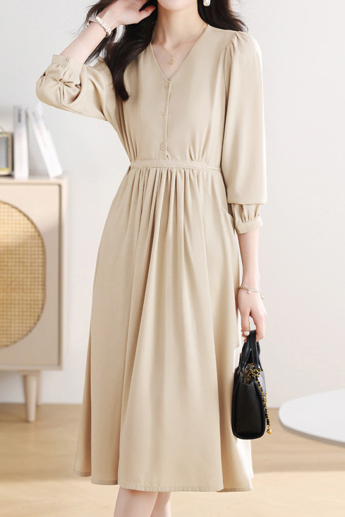 Early Autumn Stylish Versatile Fitted-Waist Dress