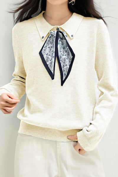 French Fashion Knit Top with Tie