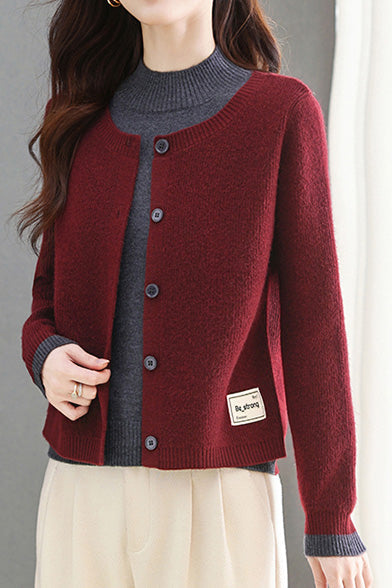 Casual Fake Two-Piece Knit Patchwork Sweater