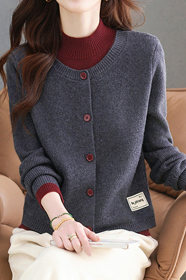 Casual Fake Two-Piece Knit Patchwork Sweater