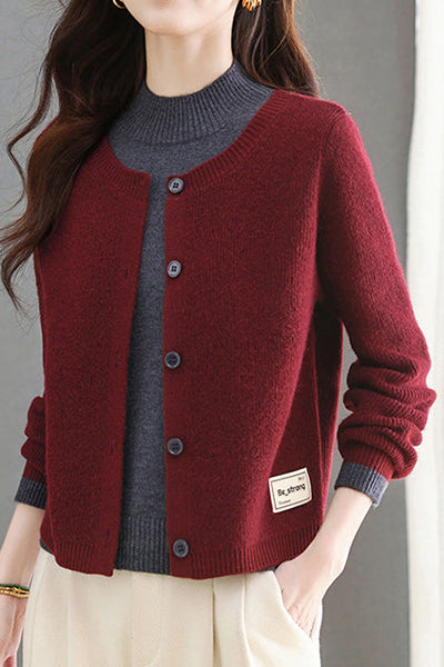 Casual Fake Two-Piece Knit Patchwork Sweater