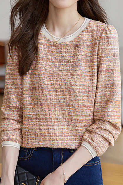 Elegant Yarn-Dyed Long-Sleeve T-Shirt