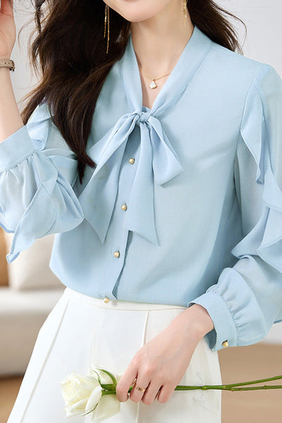 Casual Office Tie-Waist Shirt