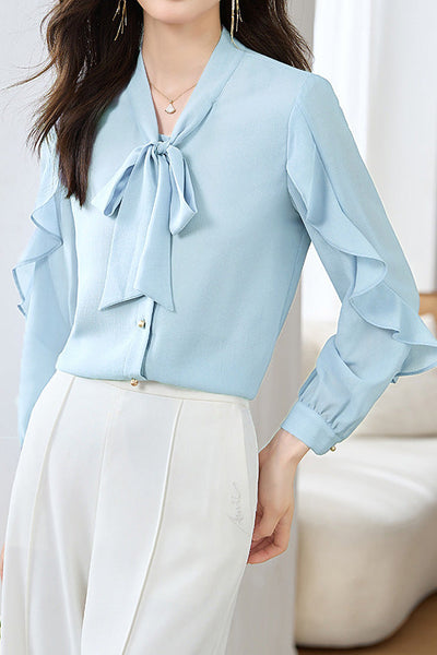 Casual Office Tie-Waist Shirt