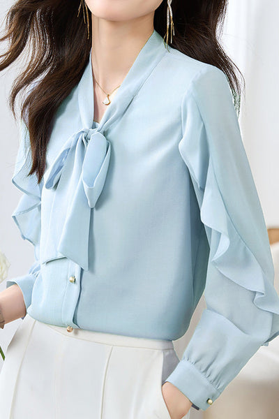 Casual Office Tie-Waist Shirt