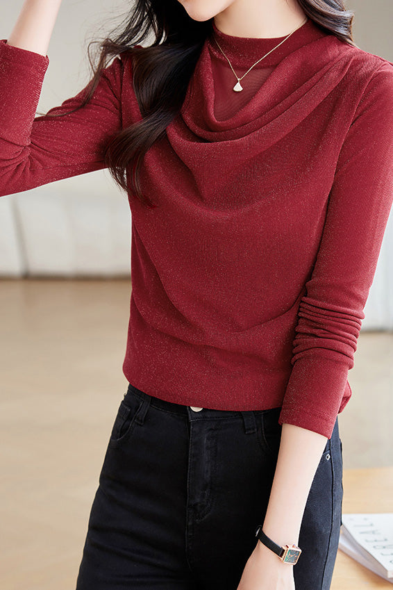 Simple Mesh Long-Sleeve Undershirt