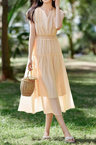 Flowy Pleated Vacation Dress