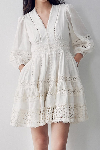 Hollow Lace Trim Dress