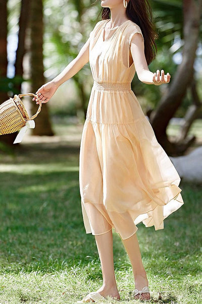 Flowy Pleated Vacation Dress