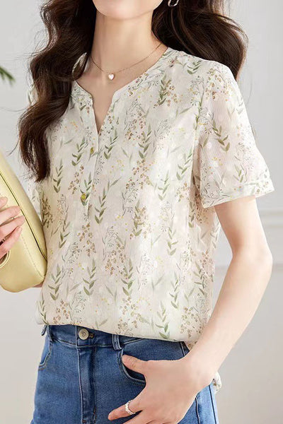 Round neck floral print top