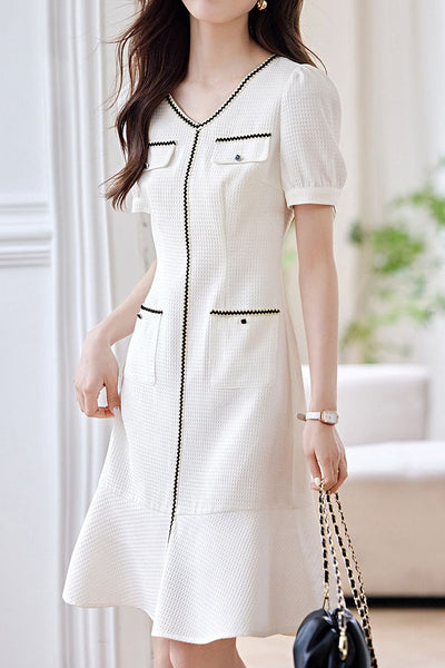 French-style fashionable V-neck dress