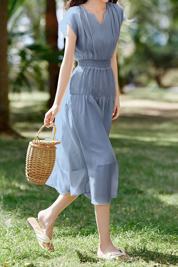 Flowy Pleated Vacation Dress