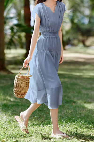 Flowy Pleated Vacation Dress