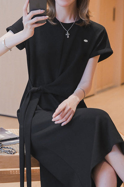 Casual tie-waist A-line dress