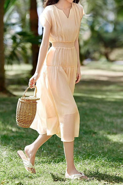 Flowy Pleated Vacation Dress
