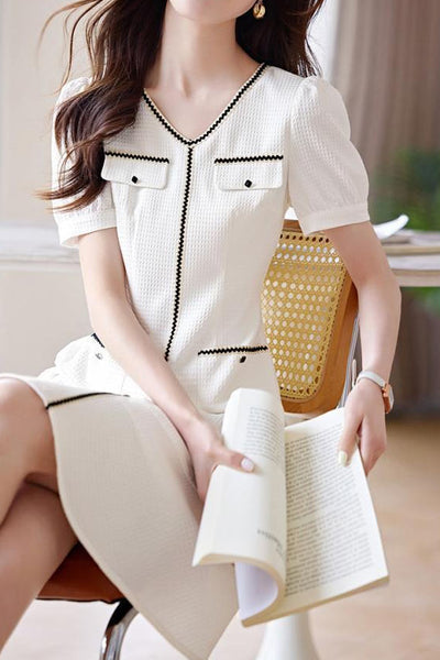 French-style fashionable V-neck dress