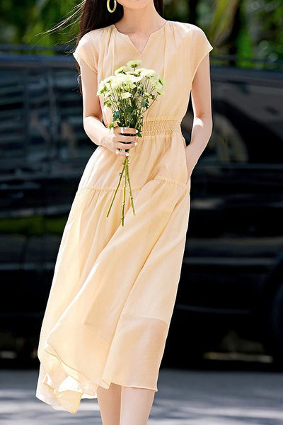 Flowy Pleated Vacation Dress