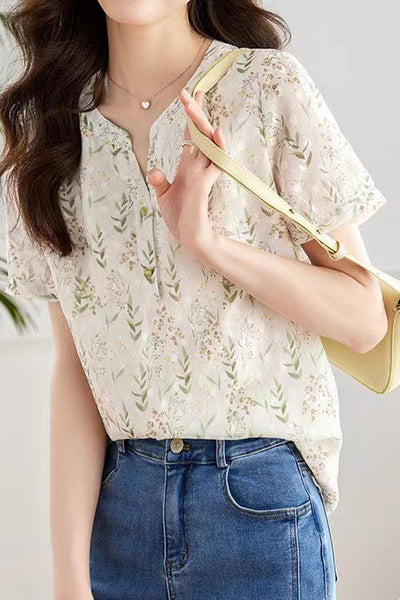 Round neck floral print top