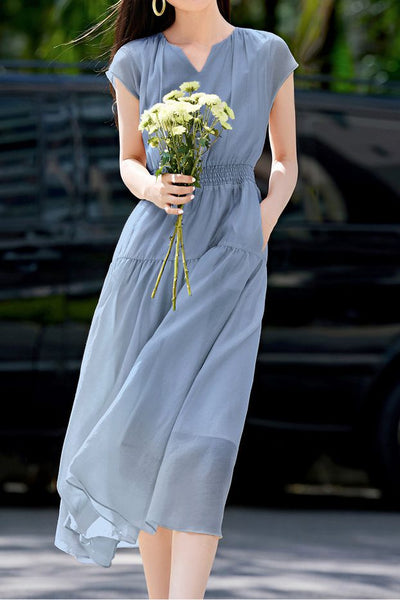 Flowy Pleated Vacation Dress