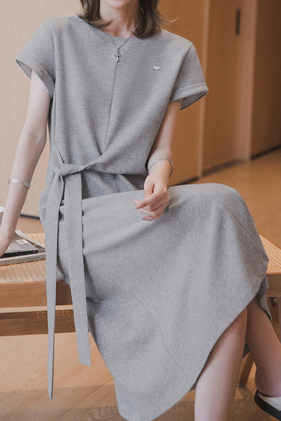 Casual tie-waist A-line dress