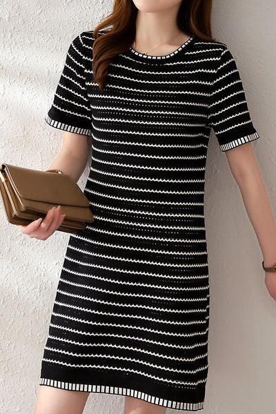 Striped knit A-line dress