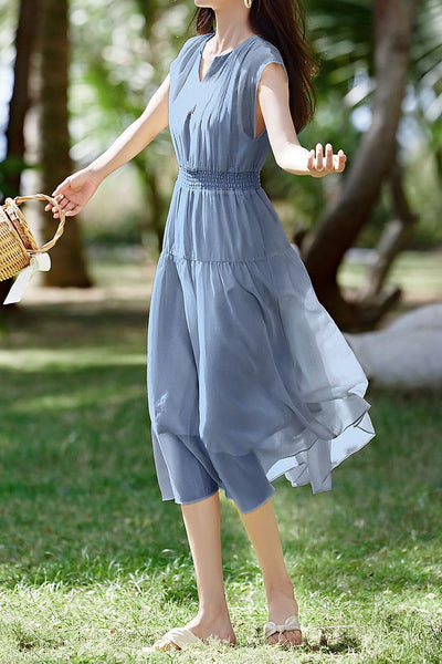 Flowy Pleated Vacation Dress