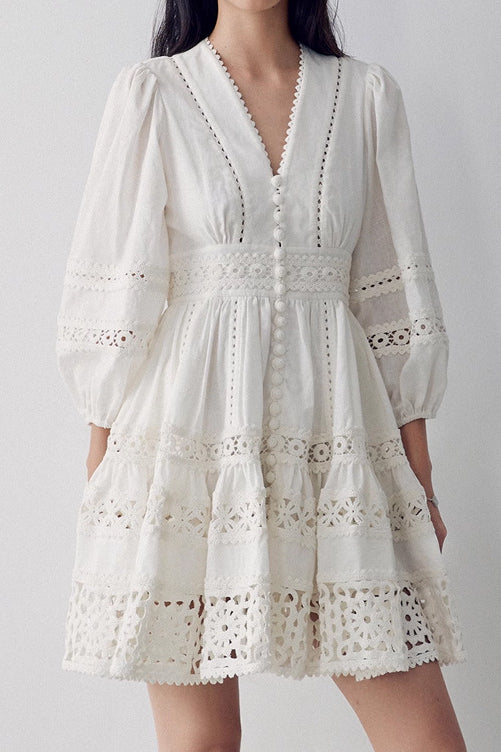 Hollow Lace Trim Dress