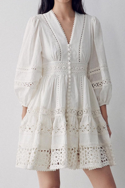 Hollow Lace Trim Dress