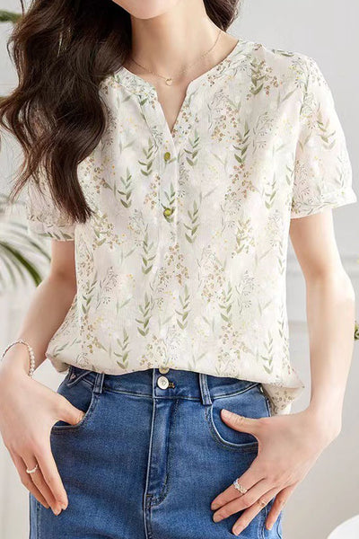 Round neck floral print top