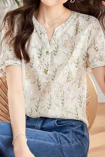 Round neck floral print top